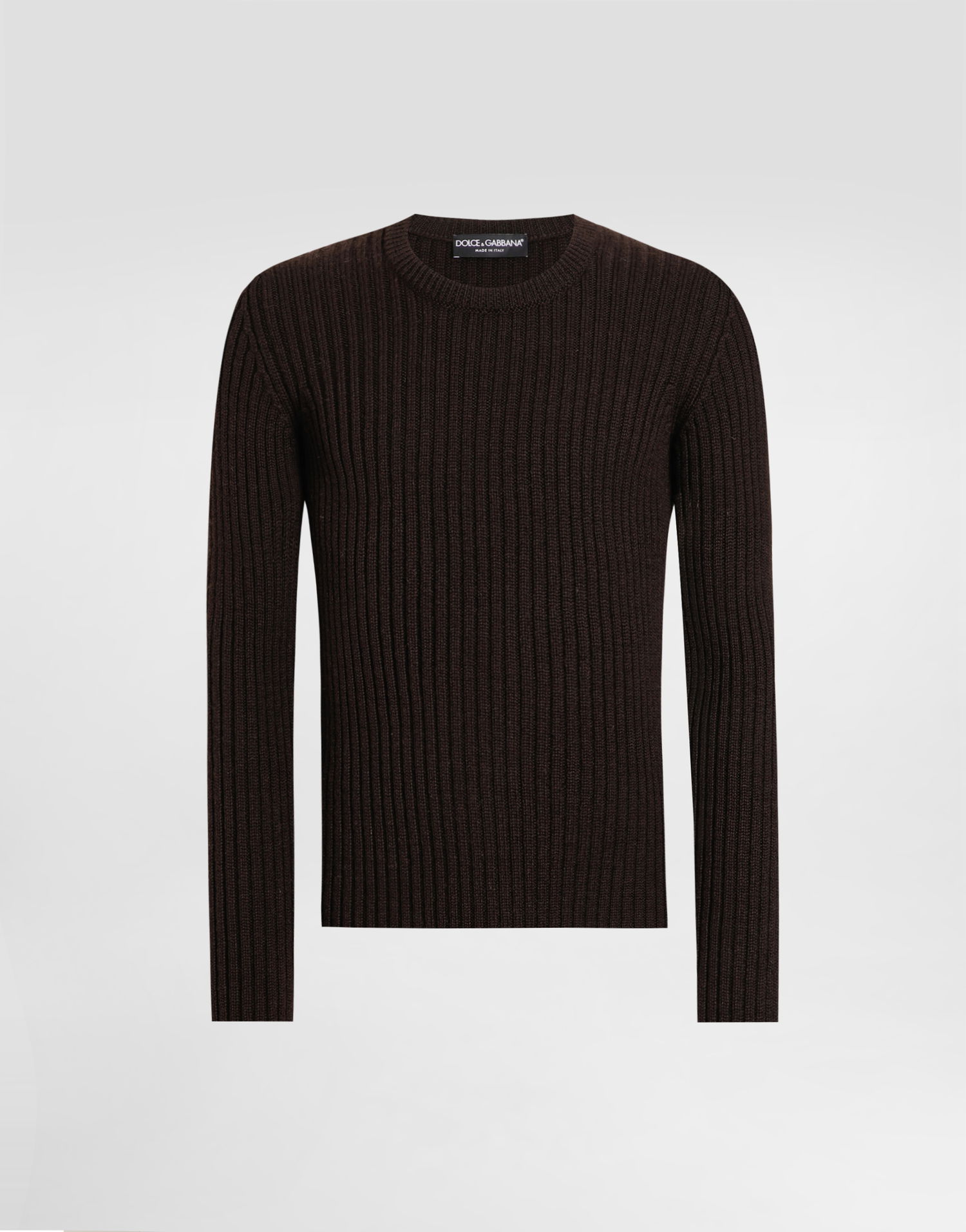 Пуловер Dolce & Gabbana Dolce & Gabbana Ribbed Wool Pullover Кафяво | GXQ83TJCVG6M0023, 0