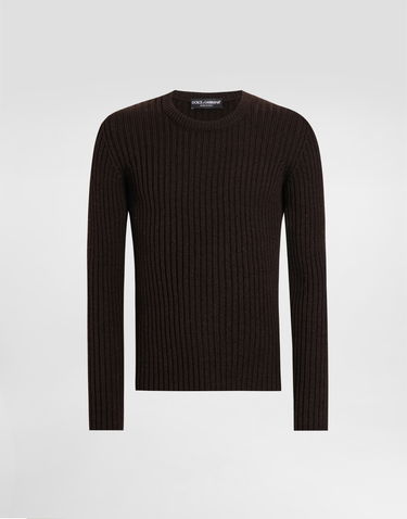 Пуловер Dolce & Gabbana Dolce & Gabbana Ribbed Wool Pullover Кафяво | GXQ83TJCVG6M0023, 0