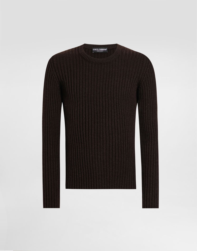 Пуловер Dolce & Gabbana Dolce & Gabbana Ribbed Wool Pullover Кафяво | GXQ83TJCVG6M0023