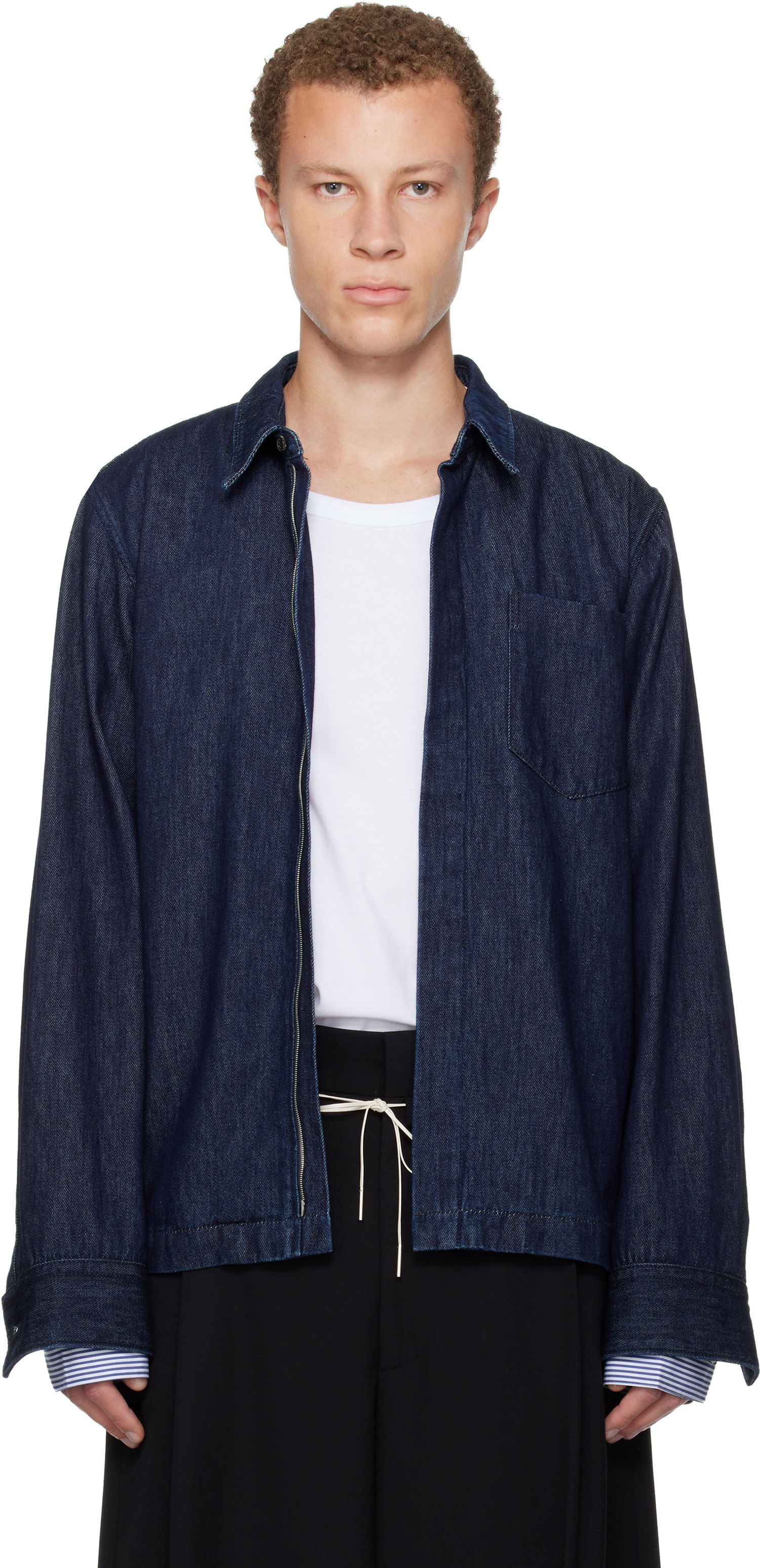 Риза Dries Van Noten Dries Van Noten Zip Denim Shirt Синьо | 252-020725-2381, 0