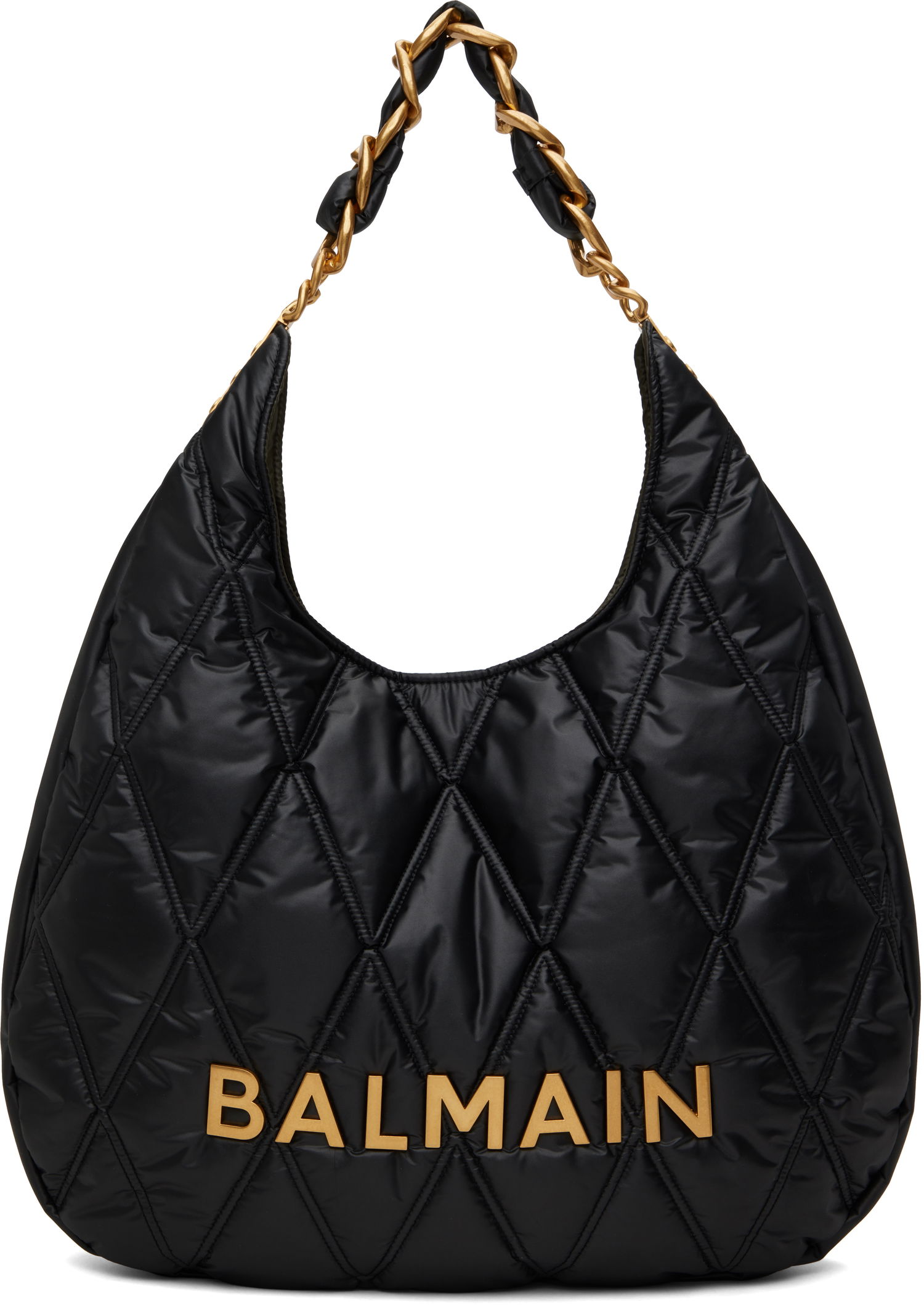 Дамска чанта Balmain Balmain 1945 Quilted Hobo Bag Черно | EN1BT929TNDT, 0
