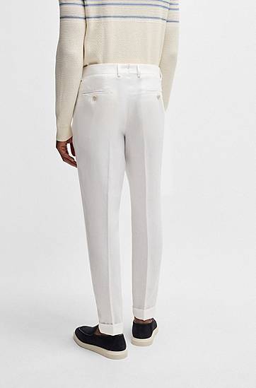 Панталони BOSS Regular-Fit Linen Trousers Бяло | 50539495, 1