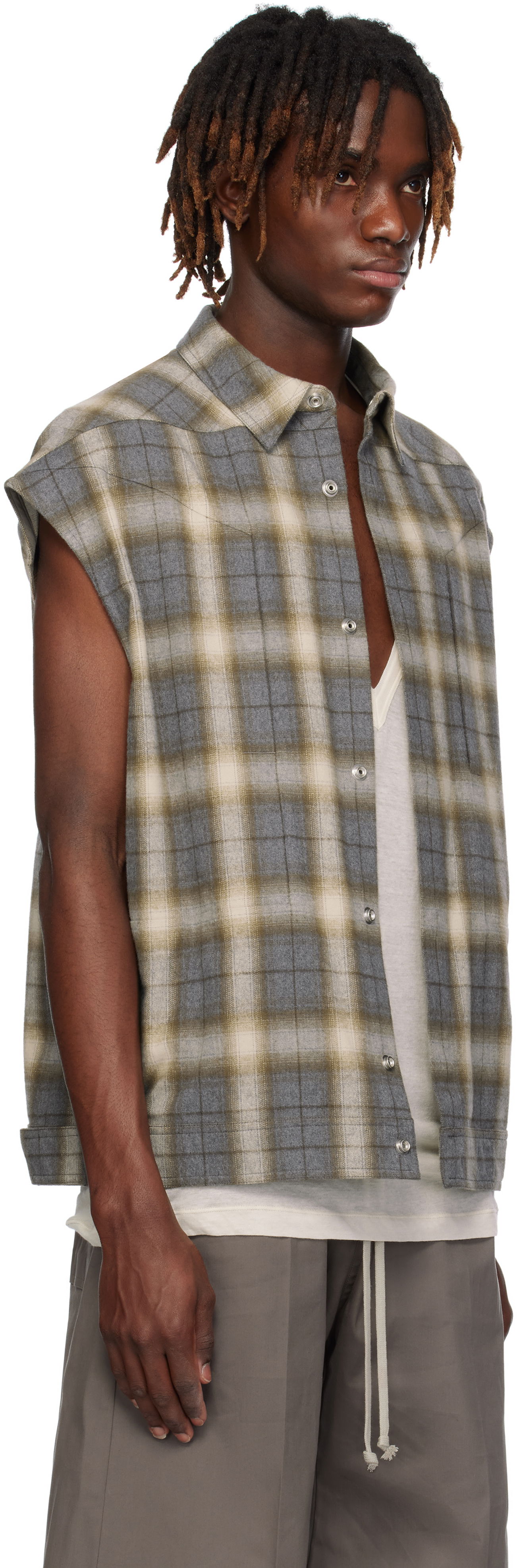 Риза Rick Owens Rick Owens Sleeveless Jumbo Outer Shirt Сиво | RU01E5776 CP, 1