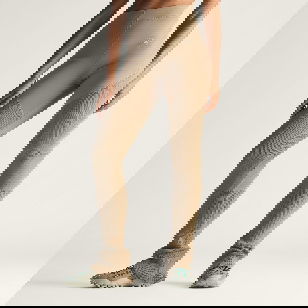 Клинове adidas Performance Stella McCartney Mix High-Waist Ribbed Knitted Leggings Бежово | JL6600, 0