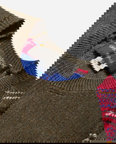 Пуловер Comme des Garçons Asymmetric Paneled Sweater Зелено | PP-N006-W25 1, 3