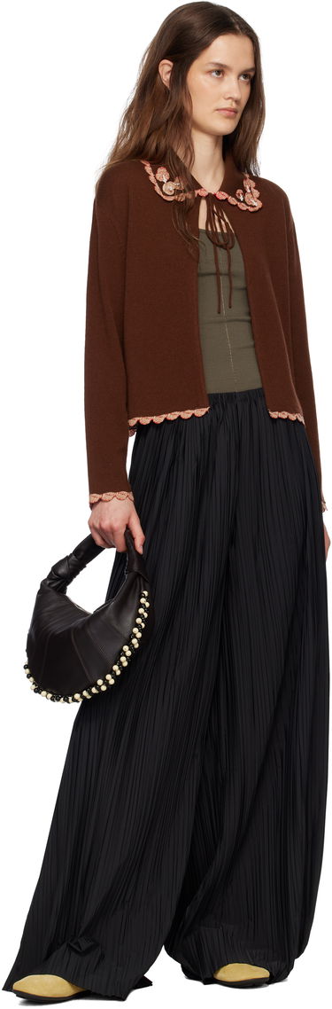 Пуловер Bode Bode Rookie Embroidered Scalloped Cardigan Кафяво | WRS25KT021, 3