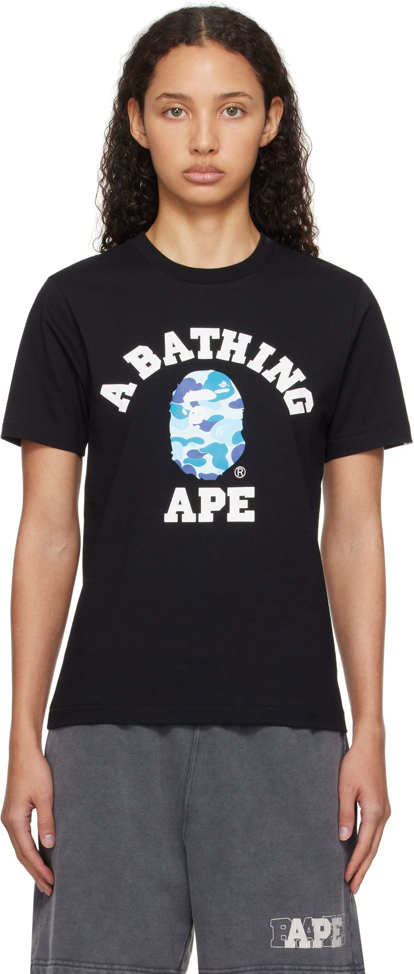 Тениска BAPE ABC Camo College T-shirt Черно | 001TEK802005L