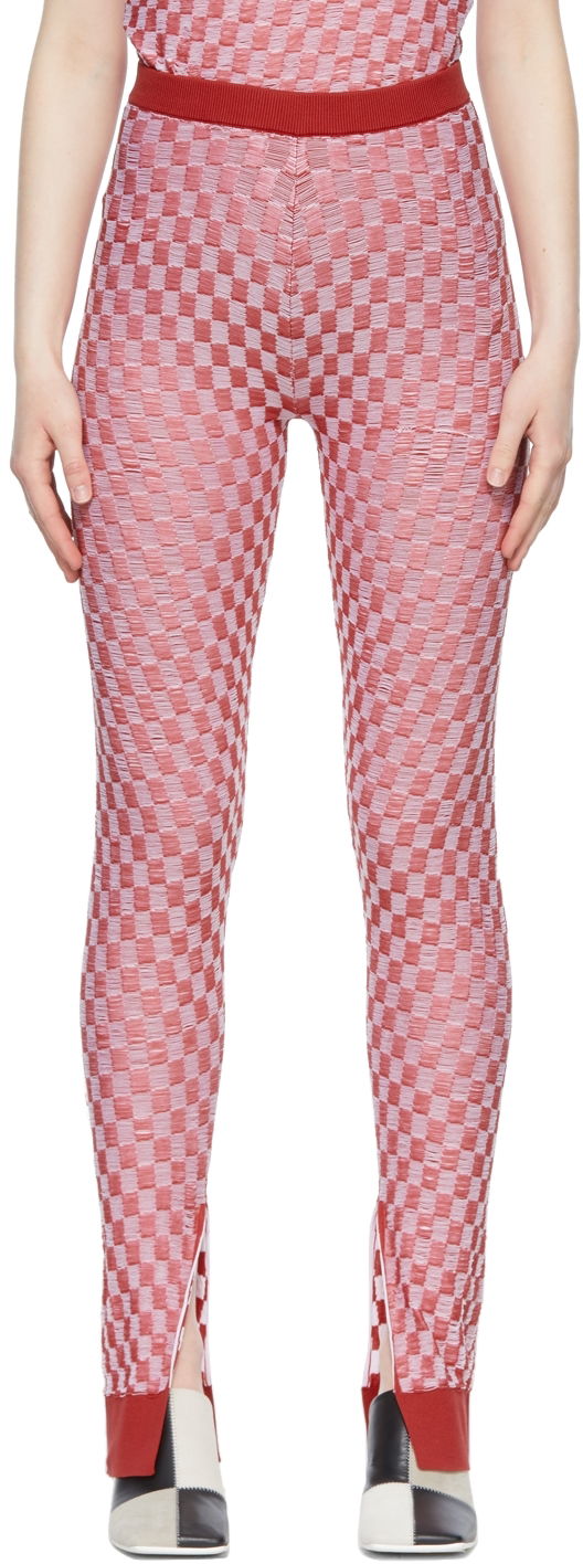 Клинове Maison Margiela Checkered Nylon Leggings Червено | S62KB0105 S17975, 0