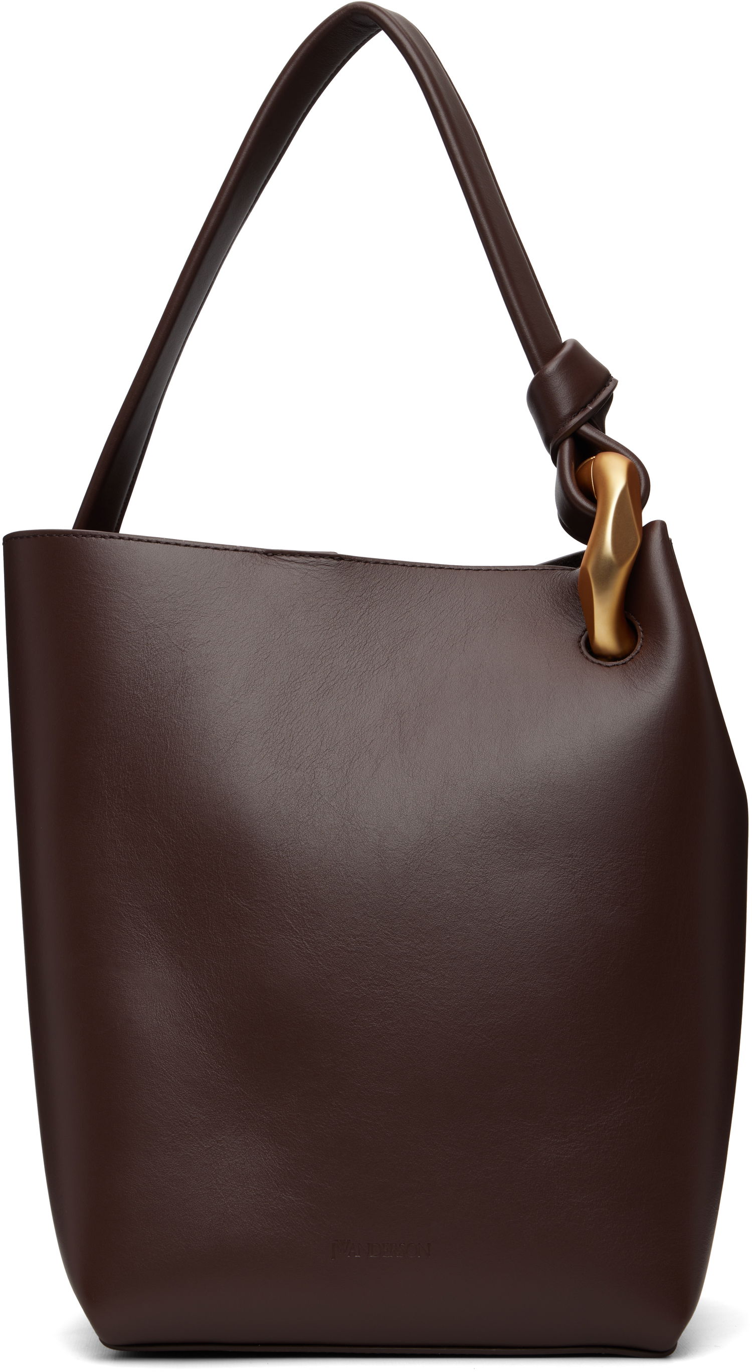 Голяма пазарска чанта JW Anderson JW Anderson 'The JWA Corner Bucket' Leather Tote with Sculptural Handle Кафяво | HB0737-LA0232, 0