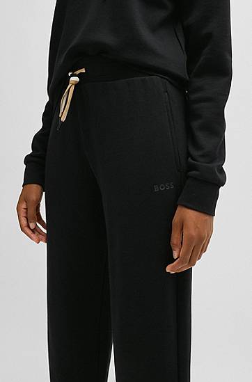 Спортни панталони BOSS Cuffed Tracksuit Bottoms with Signature Drawcord Черно | 50524759, 1