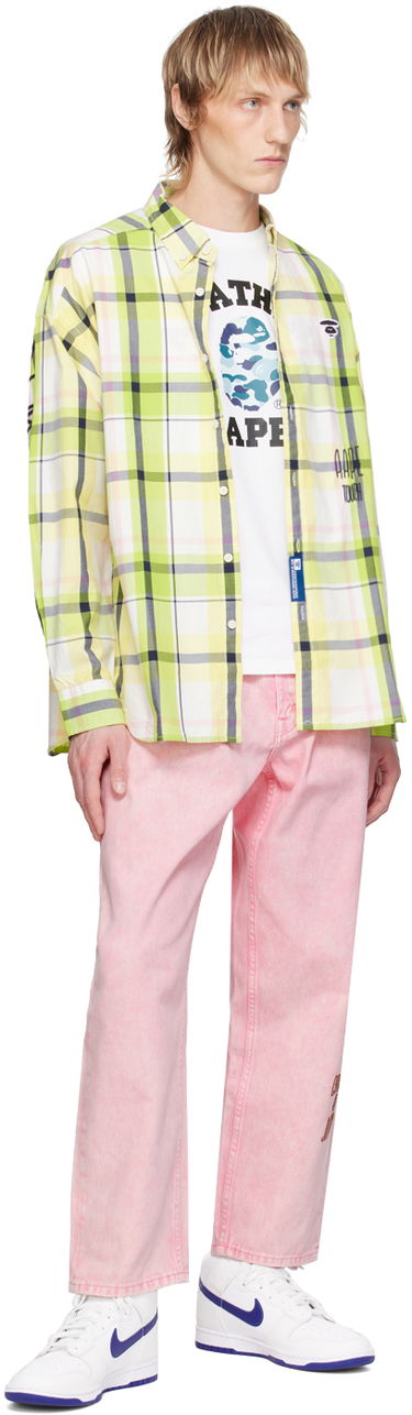 Риза AAPE by A Bathing Ape AAPE by A Bathing Ape Embroidered Plaid Shirt Жълто | AAPSTM8479XXMGRT, 3