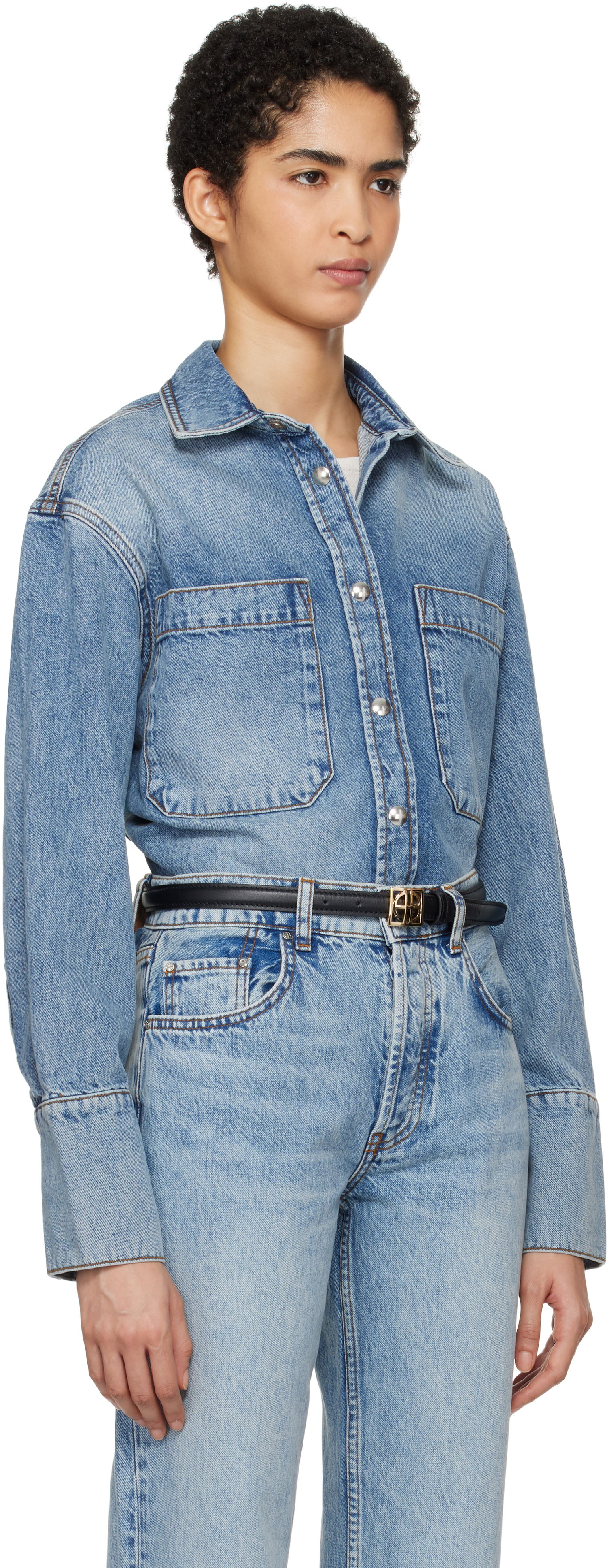 Колани Anine Bing Dante Denim Button-Up Shirt Черно | A-07-10239-WHD1, 1