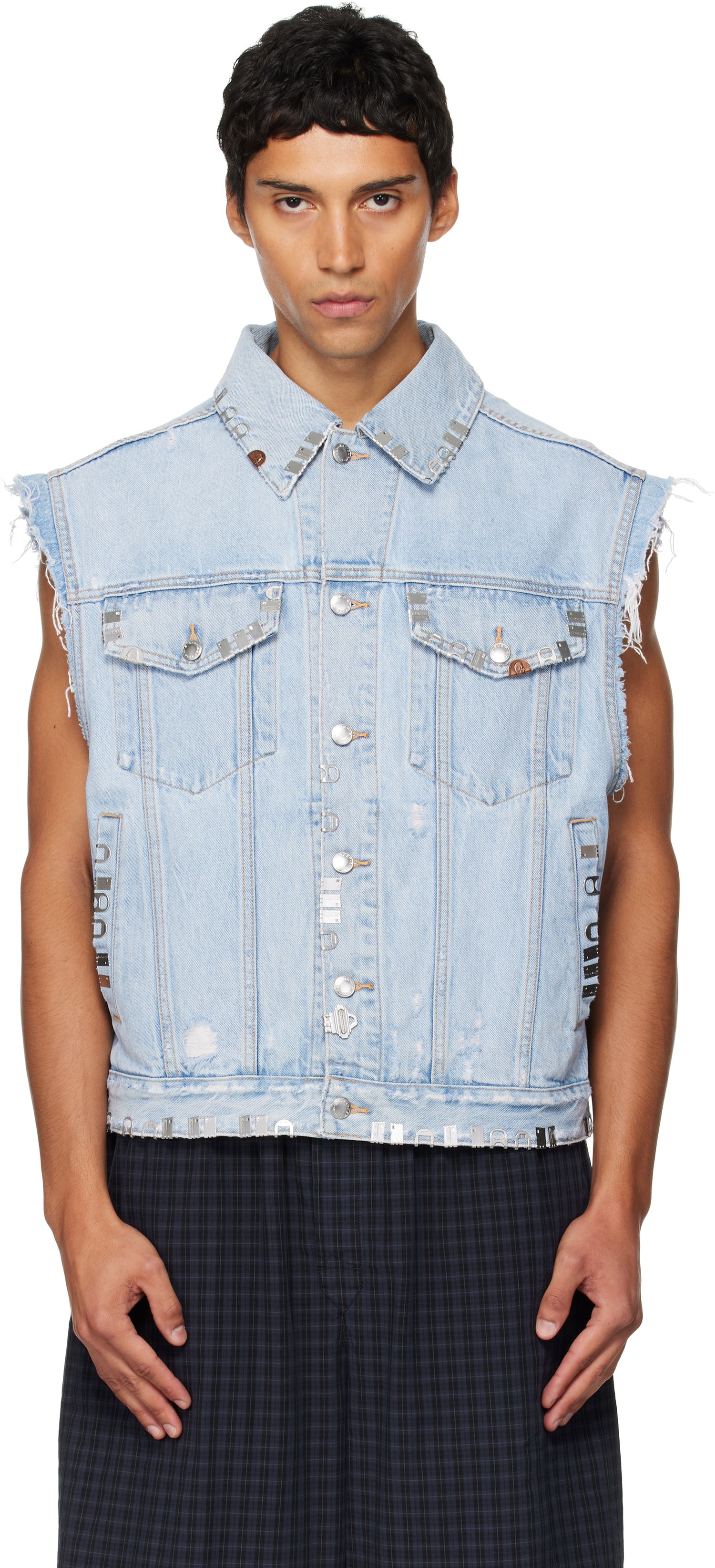 Жилетка Alexander Wang Alexander Wang Distressed Oversized Hardware Denim Vest Синьо | UDC3252816, 0