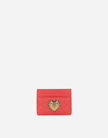 Портфейл Dolce & Gabbana Leather Card Holder With Jeweled Heart Червено | BI0330AV96787550, 0