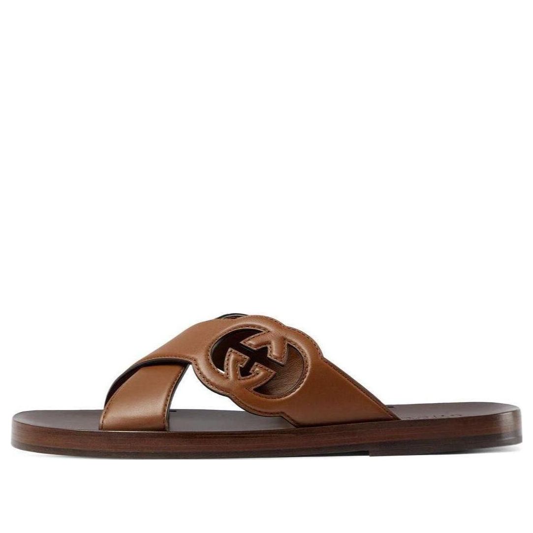 Кецове и обувки Gucci Gucci Interlocking G Slide Sandals Кафяво | 738471-US000-2535, 0