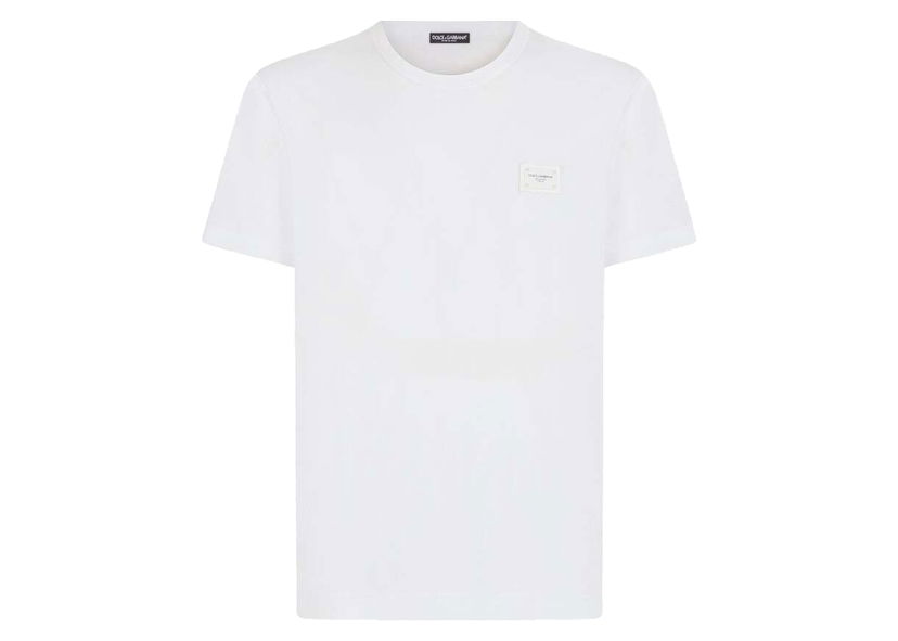 Тениска Dolce & Gabbana Cotton Branded Plate T-shirt White Бяло | G8KJ9TFU7EQW0800