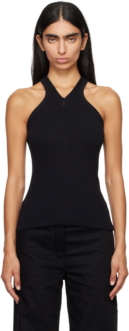 Потник Courrèges Black Fitted Zipped Tank Top Черно | 324JDE079JS0121