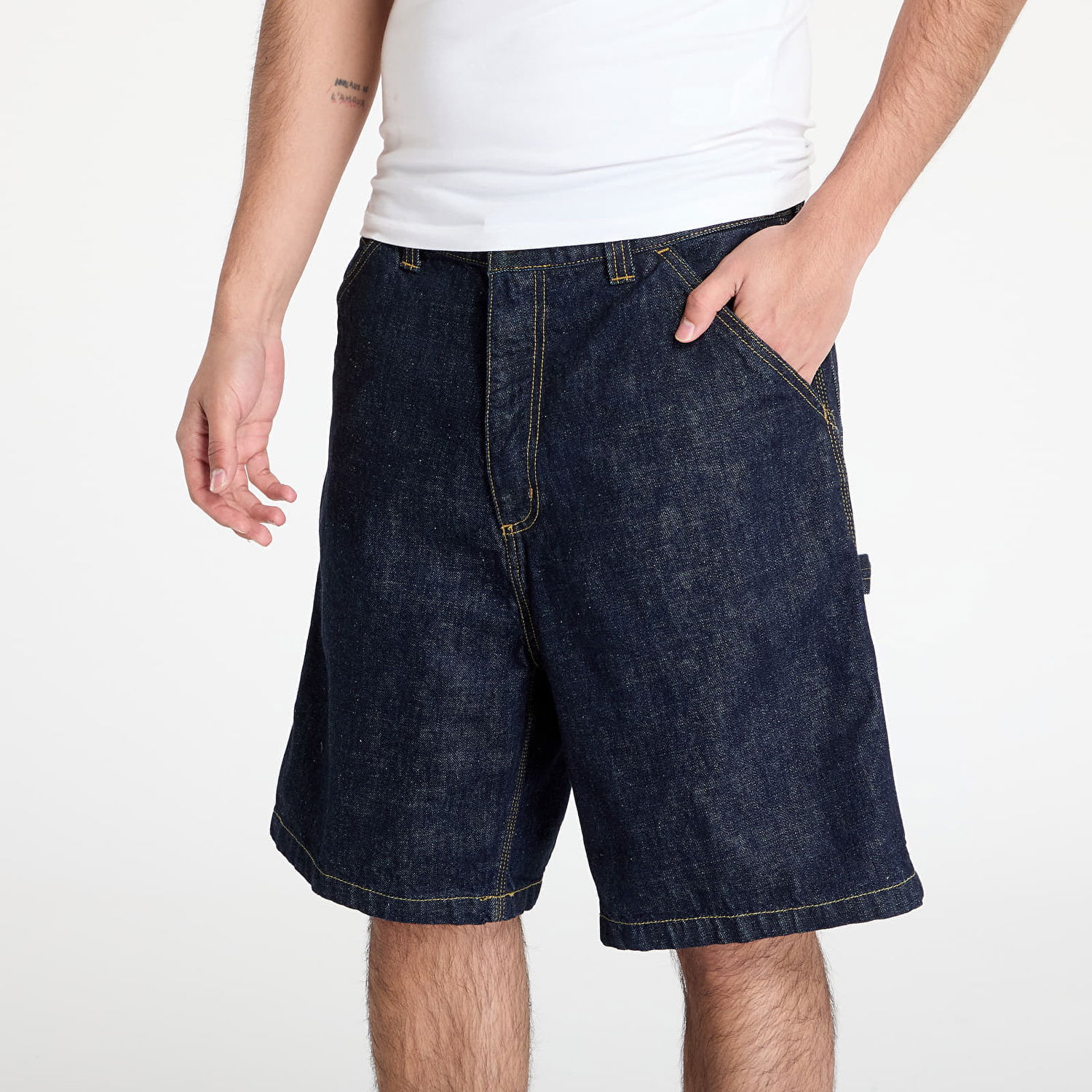 Къси панталони Carhartt WIP OG Single Knee Short Blue Rinsed Тъмно синьо | I034872.0102, 1