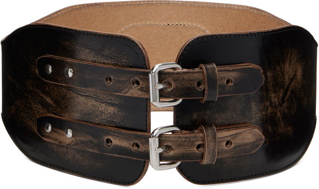 Sunny Distressed Leather Double-Buckle Girdle Belt