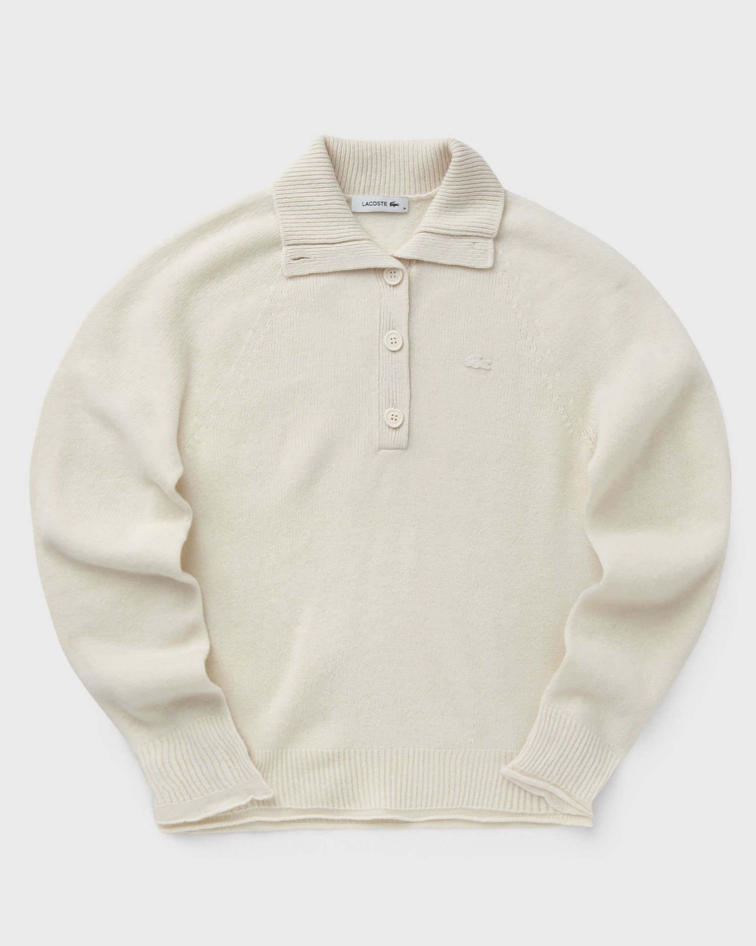 Пуловер Lacoste Polo Collar Button Placket Knit Sweater Бяло | AF4010-XFJ, 0