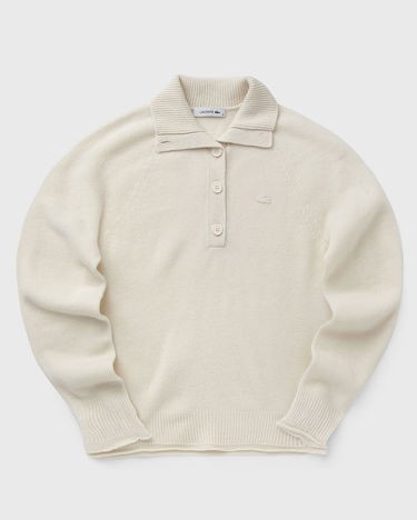Пуловер Lacoste Polo Collar Button Placket Knit Sweater Бяло | AF4010-XFJ, 0