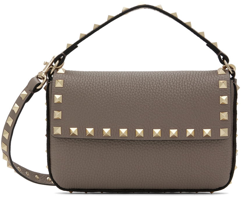 Чанта през рамо Valentino Mini Shoulder Bag With Studs Сиво | 5W2P0W07VSH