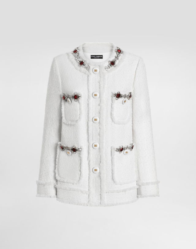 Dolce & Gabbana Single-breasted Tweed Jacket With Jewel Embroidery
