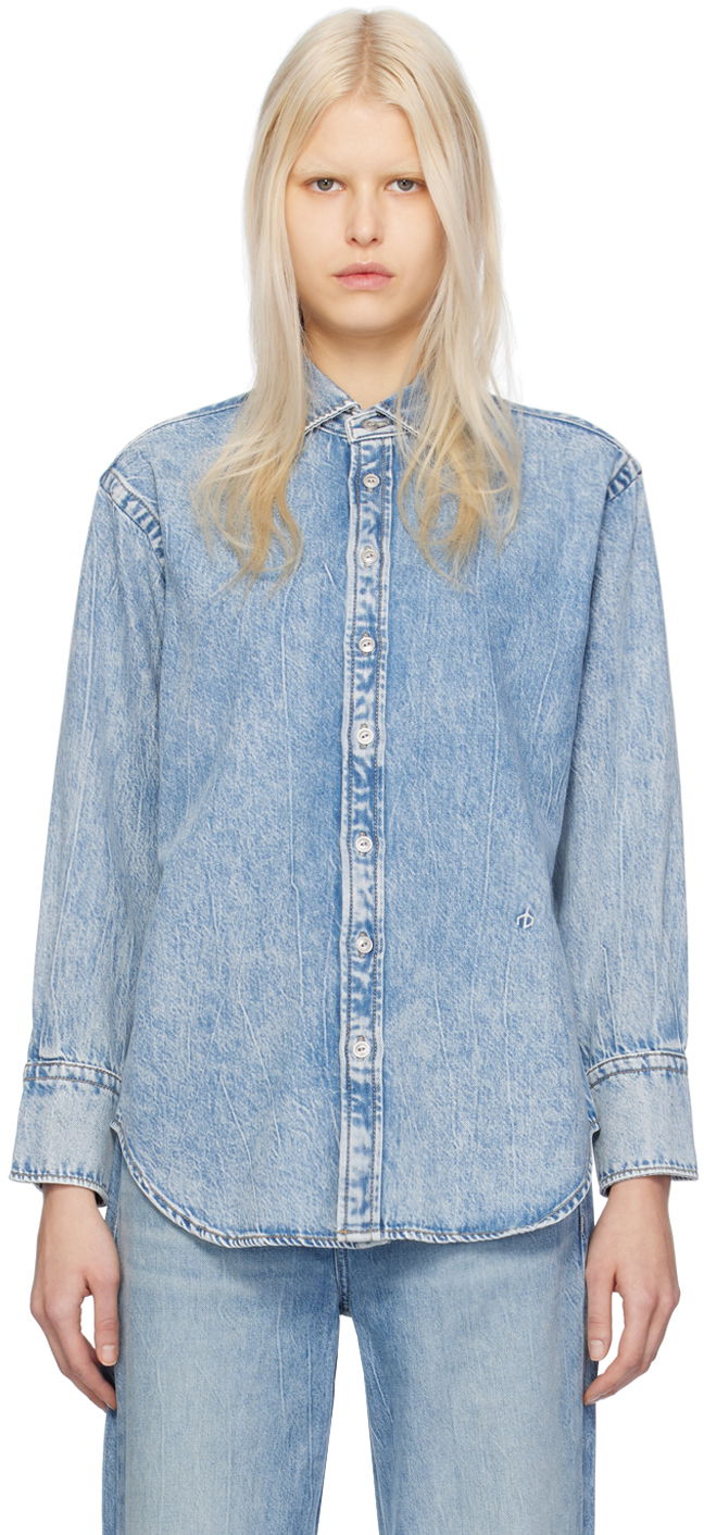 Риза rag & bone Diana Featherweight Denim Shirt Синьо | WDD23H1423FTMI, 0