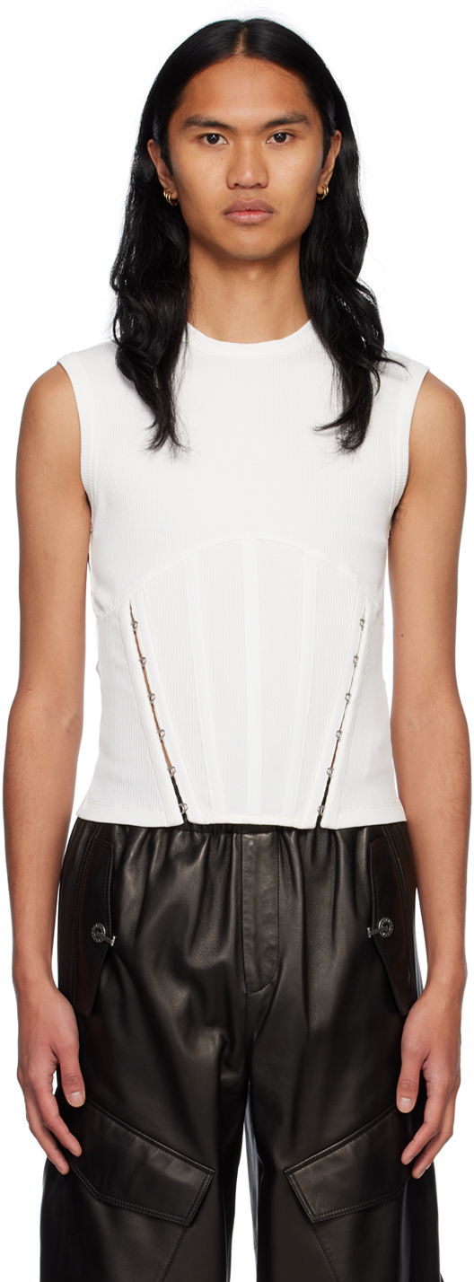 Потник Dion Lee Ribbed Corset Tank Top Бяло | C3088R23, 0