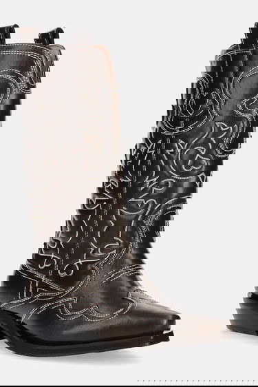 Кецове и обувки GANNI GANNI Mid Shaft Embroidered Western Boots Кафяво | S3112, 0