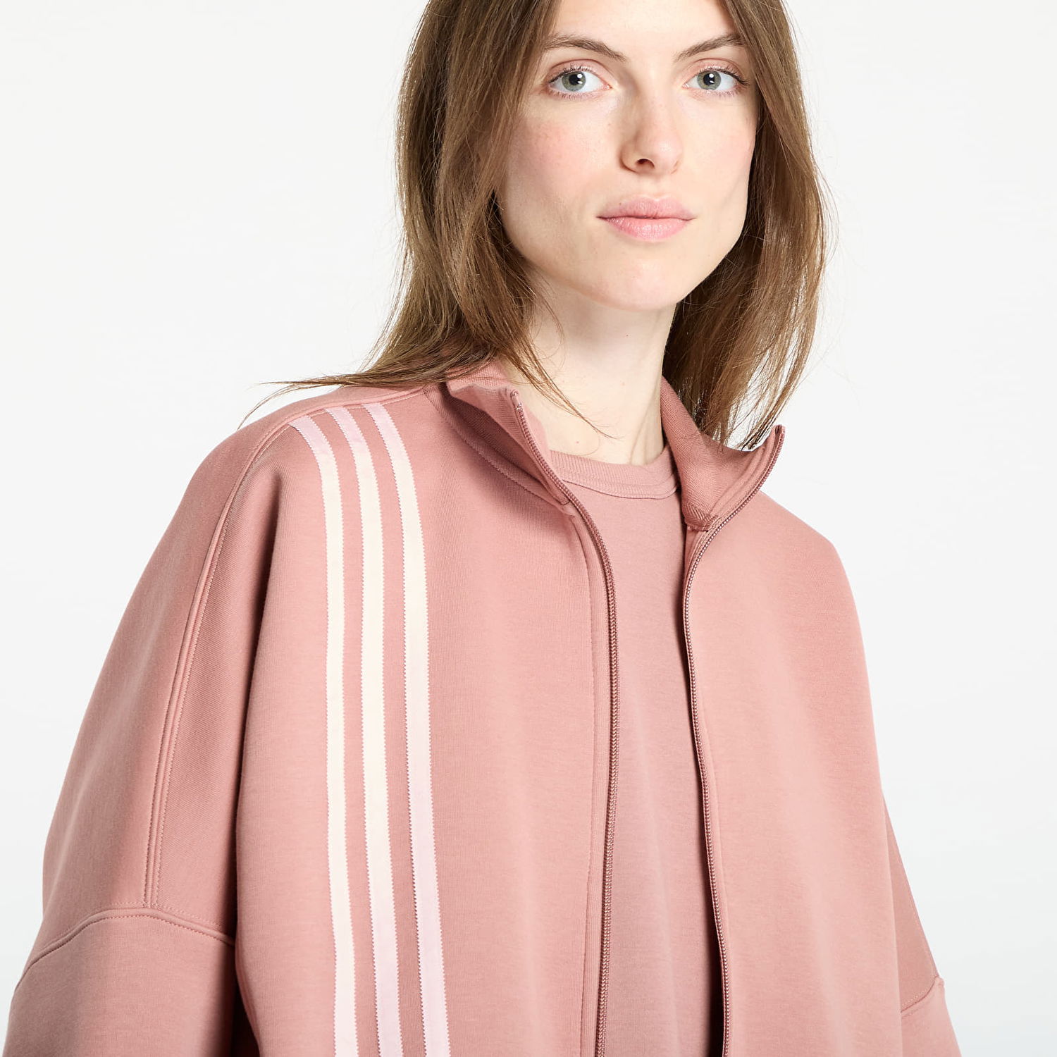 Суитчър adidas Performance 3-Stripes Zip-Up Cropped Sweatshirt Розово | JW3609, 1