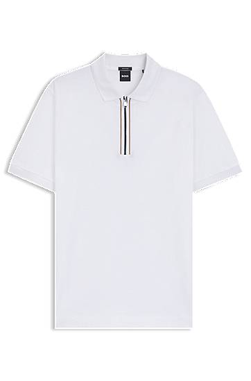 Поло тениска BOSS Polo Shirt with Zip Placket Бяло | 50543880, 0