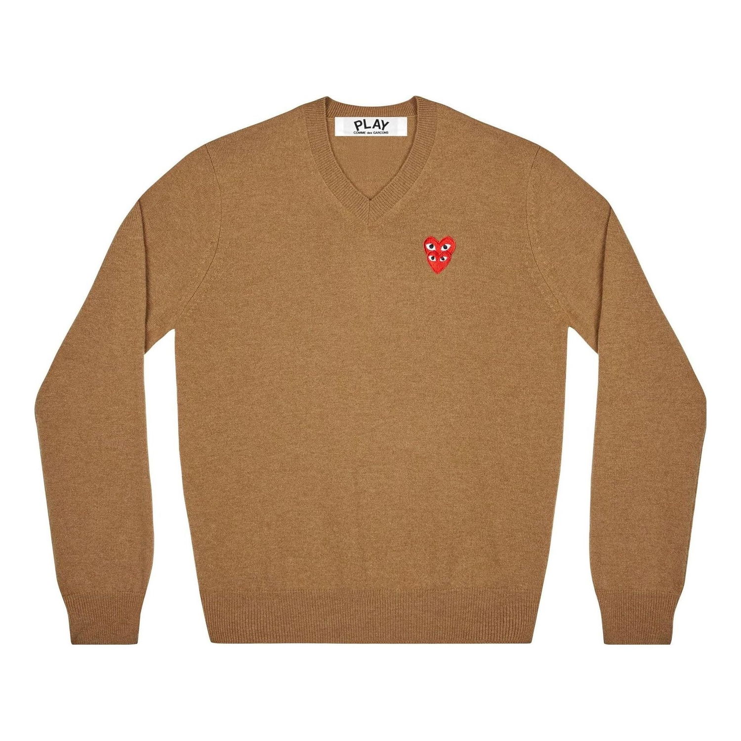 Пуловер Comme des Garçons COMME des GARCONS PLAY V-Neck Pullover with Red Emblem Кафяво | AZ-N073-051-3, 0