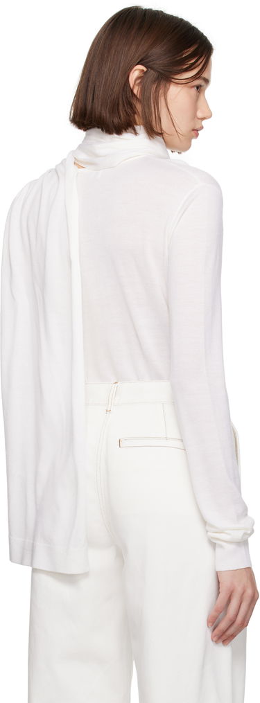 Пуловер TOTEME Draped Scarf Knit Sweater Бяло | 244-WRT0393-YA0087, 2