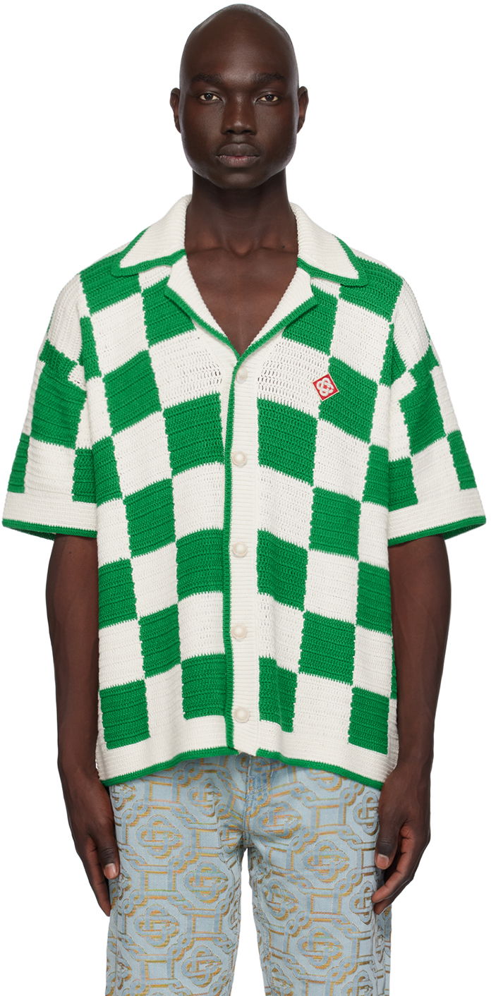 Риза Casablanca Scuba Shirt Многоцветен | MF23-KW-485-01 KNIT WHITE/ GREEN, 0