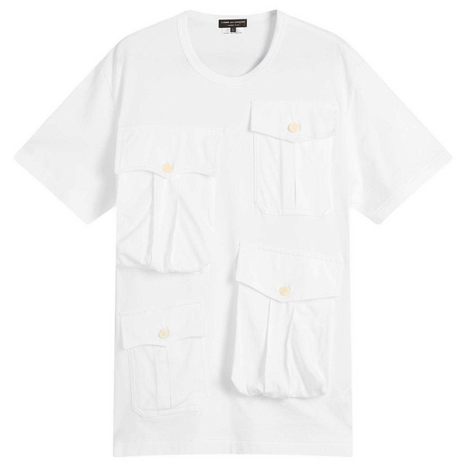 Тениска Comme des Garçons Homme Plus Multi Pocket T-Shirt, Size Large Бяло | PP-T005-W25-2, 1