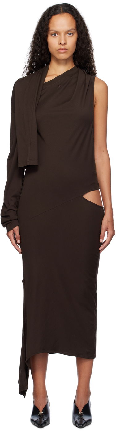 Pокля Courrèges Off Shoulder Midi Dress Кафяво | 424JRO486JS0175, 0