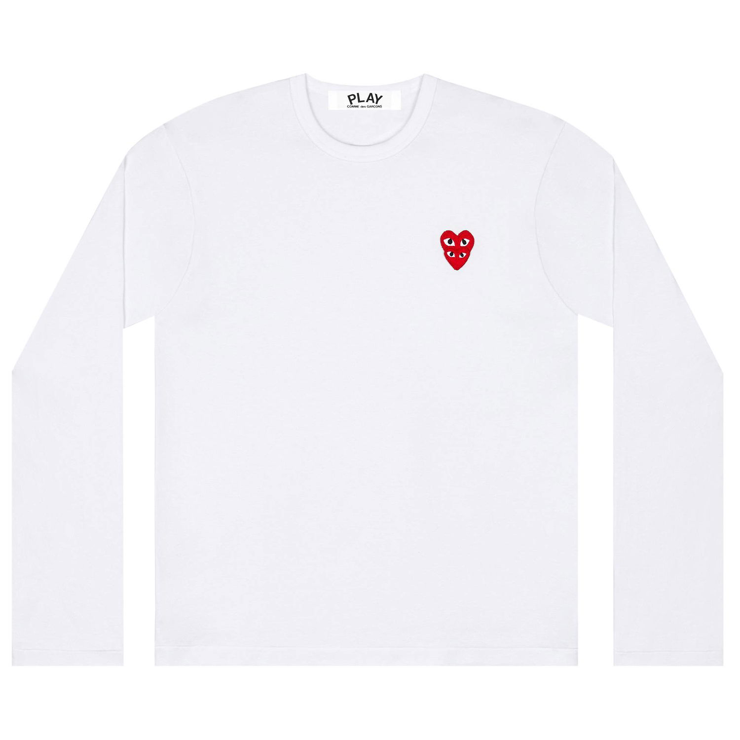 Тениска Comme des Garçons PLAY Double Heart Long-Sleeve T-Shirt Бяло | AZ T292 051 2, 1