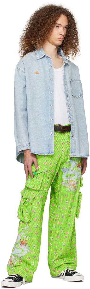 Карго панталони ERL Glittered Cargo Pants Зелено | ERL07P001, 3