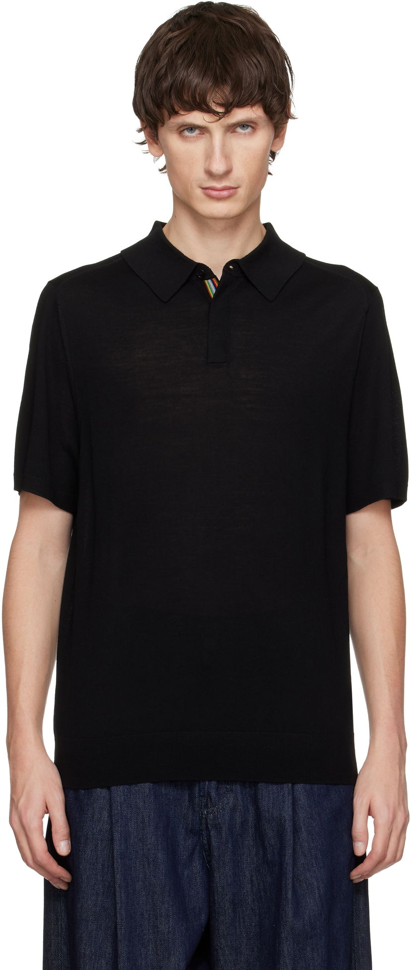 Поло тениска Paul Smith Paul Smith Merino Wool Short Sleeve Polo Черно | M1R-529Z-T02093-79
