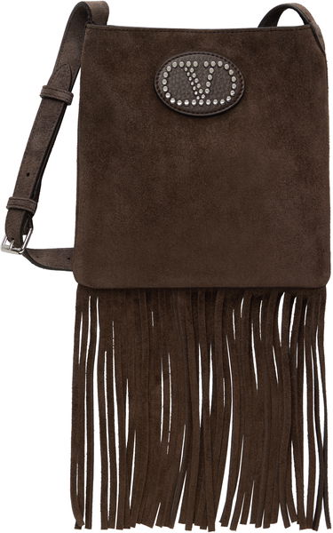 Чанта през рамо Valentino Valentino Garavani Nellcôte Suede Fringe Small Crossbody Bag Кафяво | 6W2B0R30TYW, 0