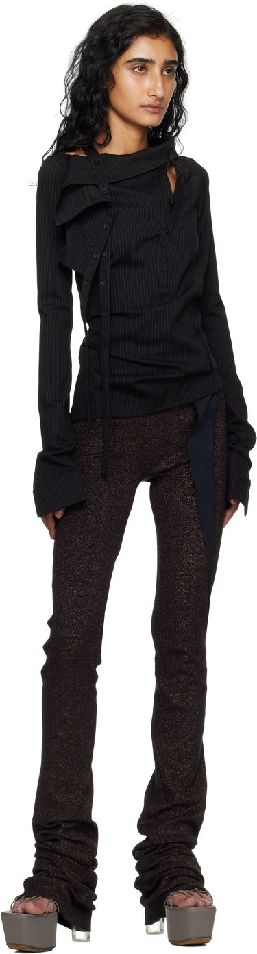 Риза Ottolinger Ada Pinstripe Asymmetric Long Sleeve Blouse Черно | 102-105904-01, 3
