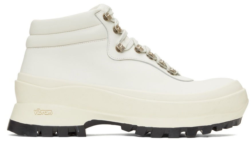 Кецове и обувки Jil Sander Jil Sander Leather Hiking Boots Бяло | JP37001A_14513, 0
