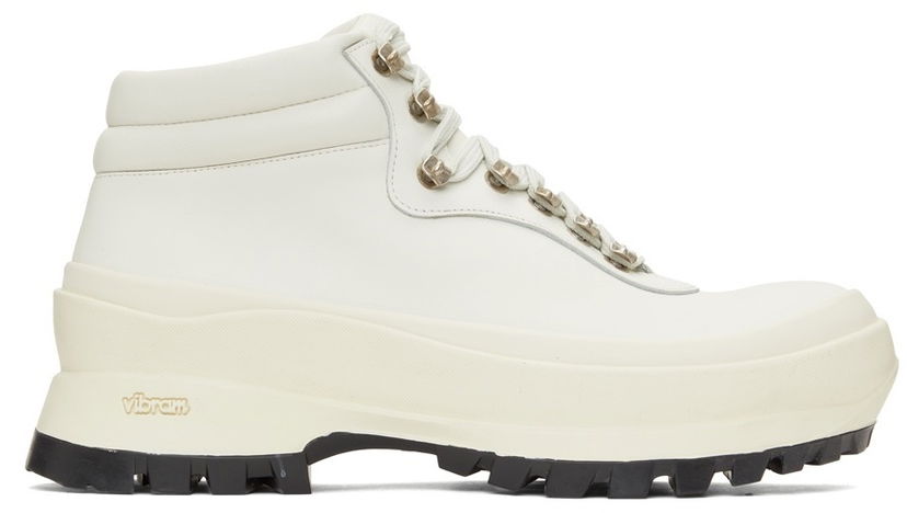 Кецове и обувки Jil Sander Jil Sander Leather Hiking Boots Бяло | JP37001A_14513