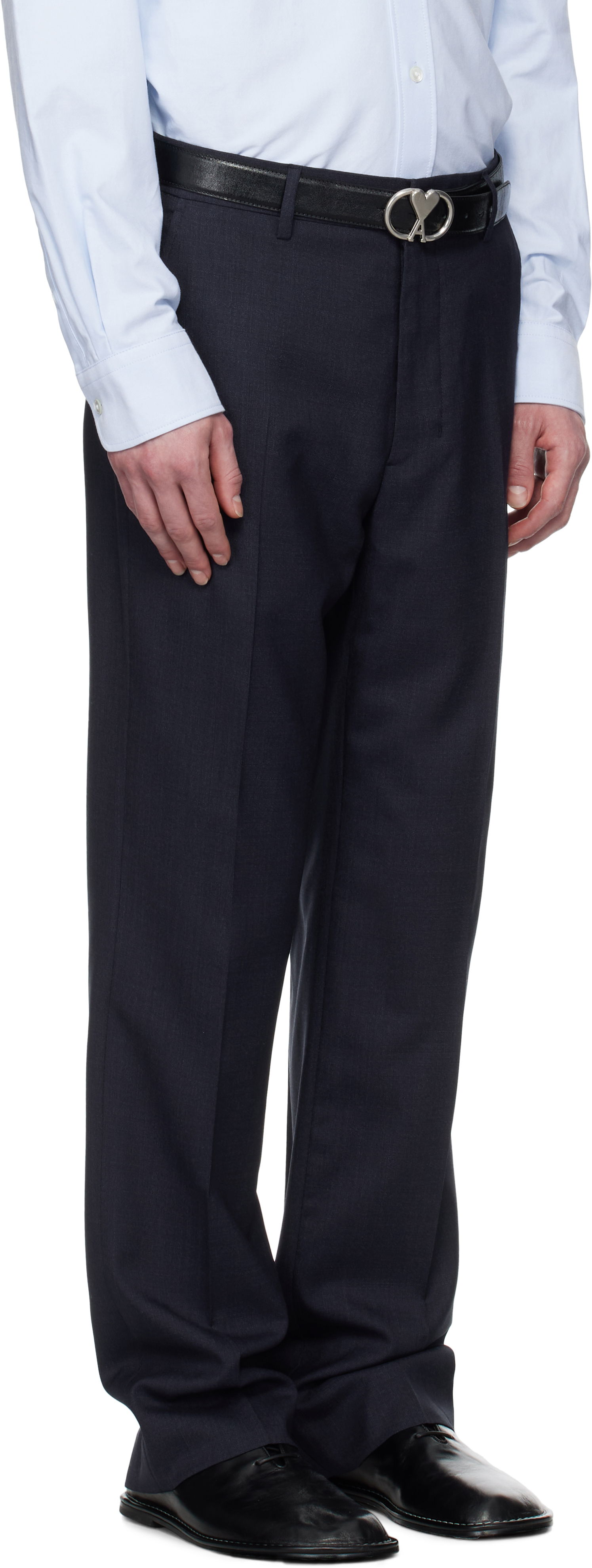 Панталони AMI AMI Paris Straight Fit Trousers Тъмно синьо | HTR506.WV0043, 1