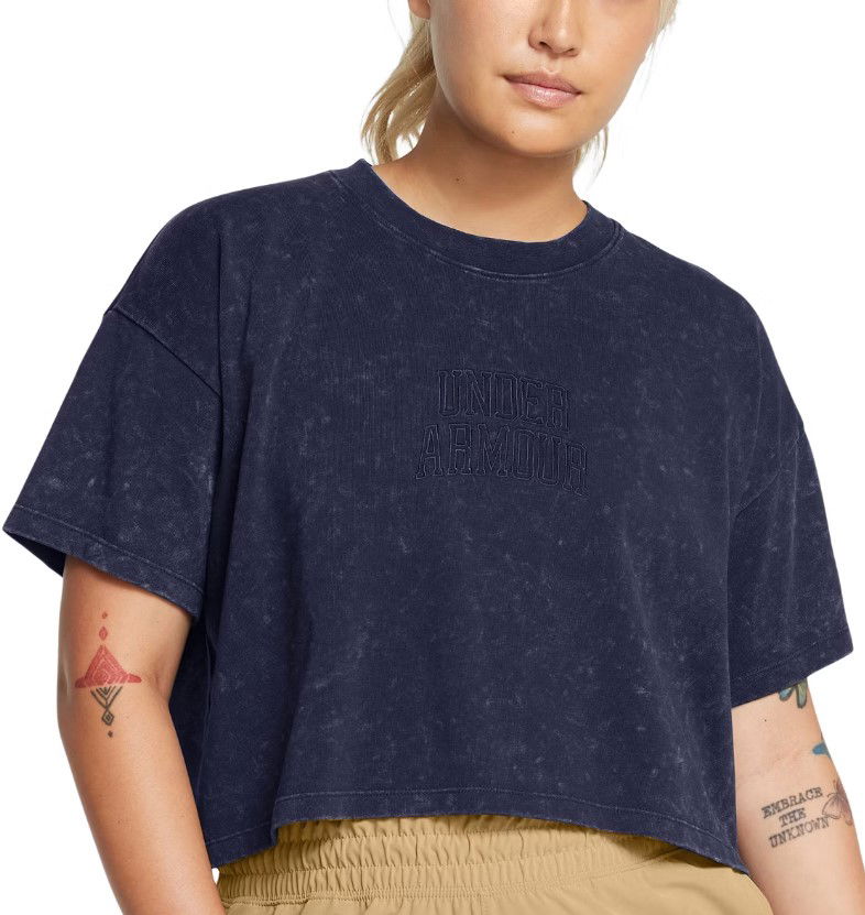 Съкратен топ Under Armour Varsity Cropped T-Shirt Тъмно синьо | 1389153-410, 0