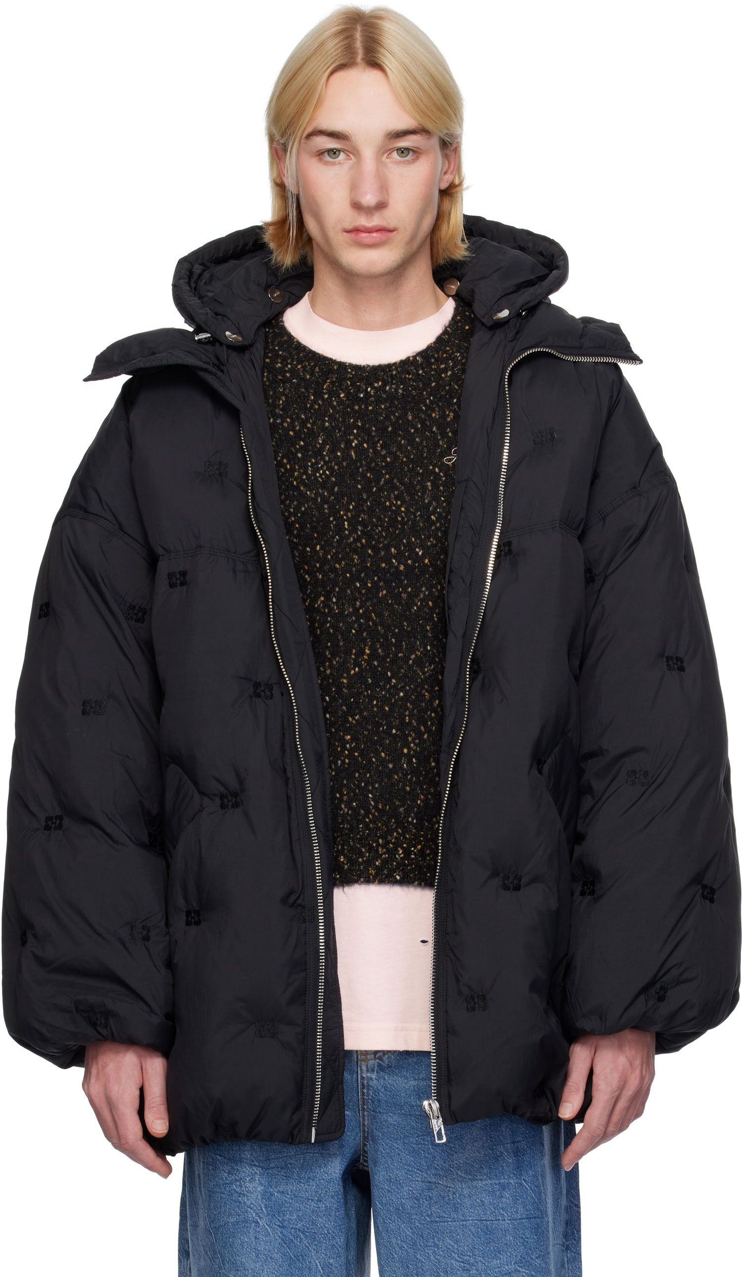 Пухо яке GANNI Mid-Length Puffer Jacket Черно | F9545, 0