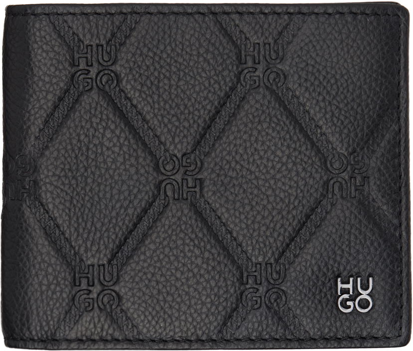 Портфейл BOSS Leather Stacked Logo Chain Pattern Wallet Черно | 50529552