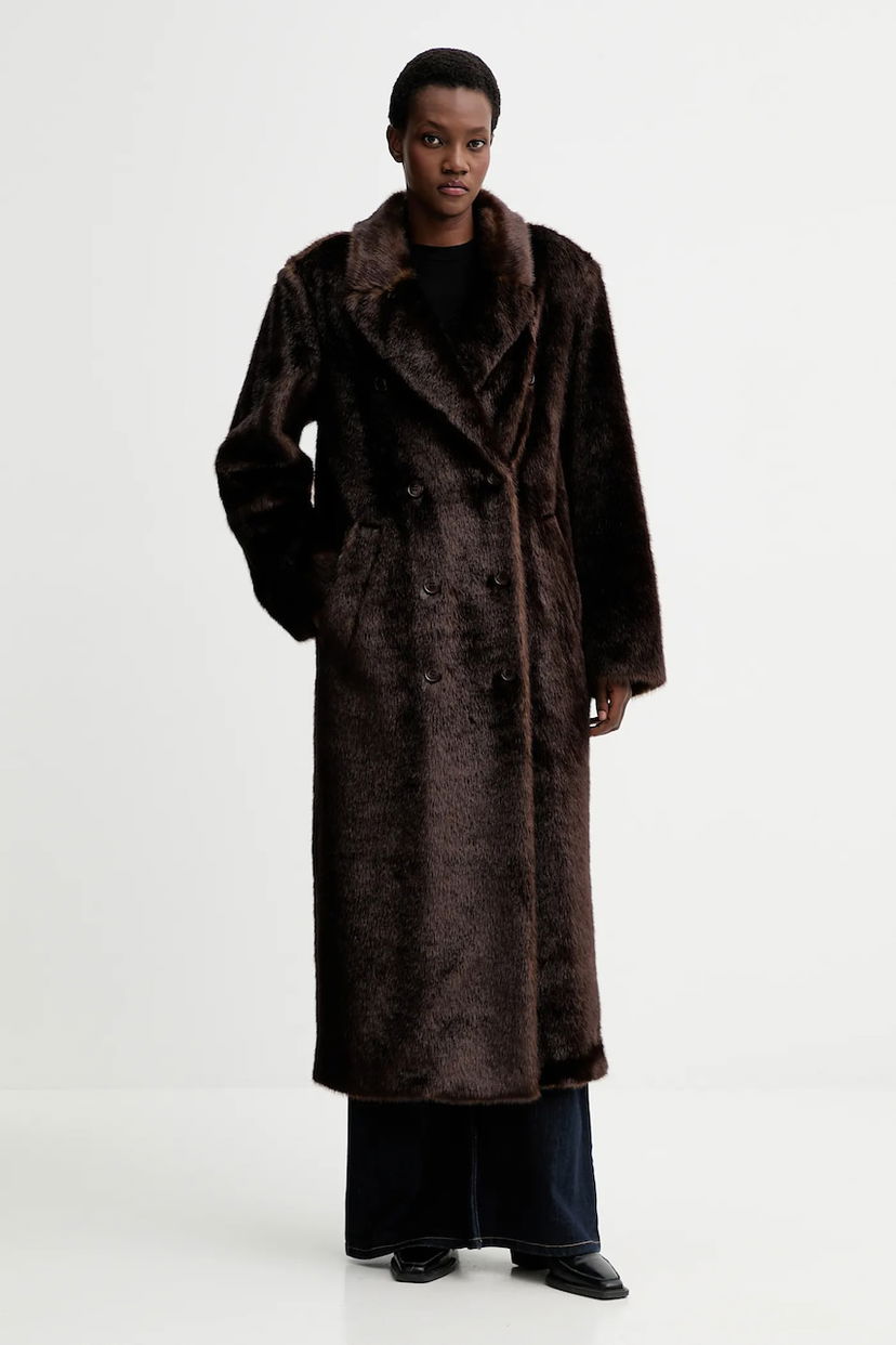 Палта STAND STUDIO Maxi Double-Breasted Faux Fur Coat Harper Кафяво | 66550.9395