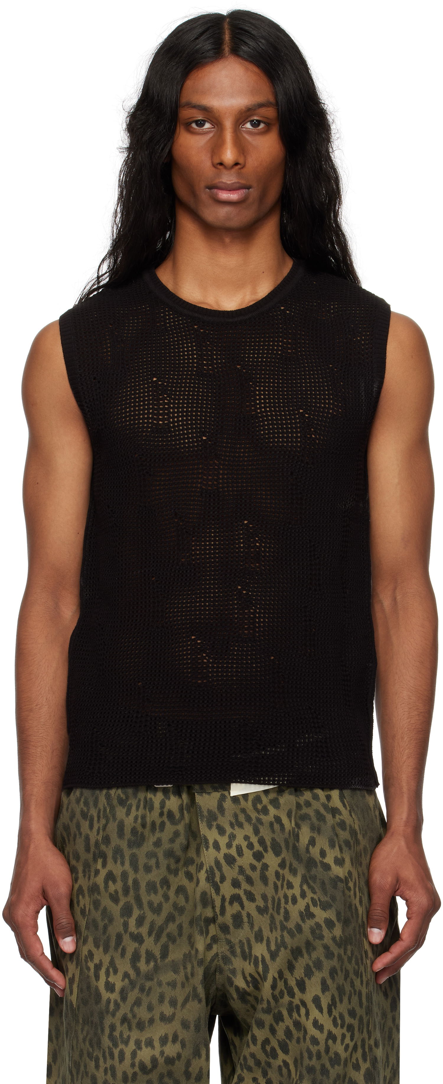 Потник Andersson Bell Andersson Bell Net Damaged Sleeveless Tank Top Черно | atb1328m, 0